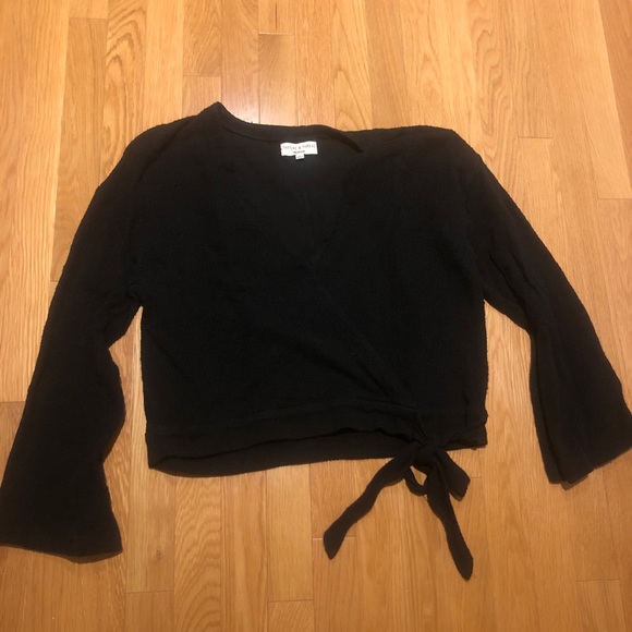 Madewell Wrap top Black Large - Picture 2 of 4